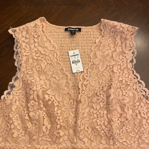Blushing Lace Smocked Top by Express - Picture 2 of 16